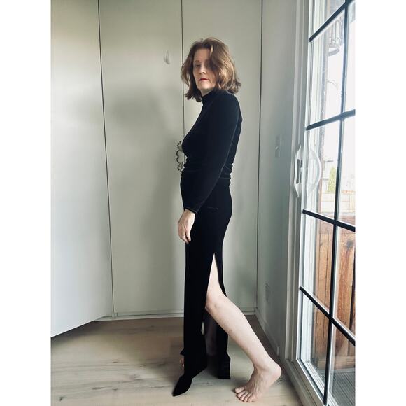 Vintage Tadashi Formal Black Velvet Maxi Skirt/Top Size S Gothic Vampy - Picture 4 of 8